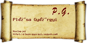 Plésa Györgyi névjegykártya